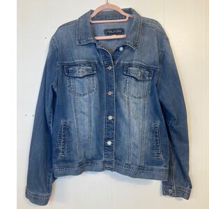 Maurices Denim Jacket Blue Wash Classic Button Front Women's XL